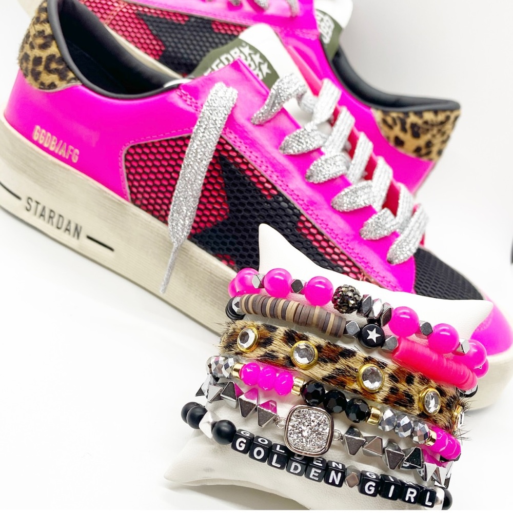 Golden Goose Hot Pink Leopard Stardans